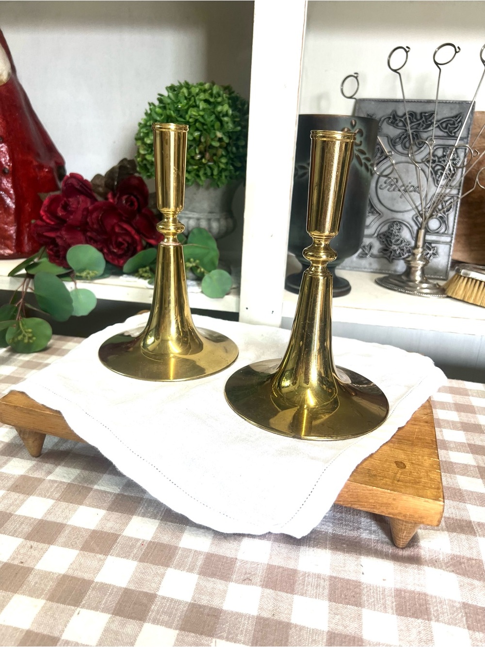 Vintage brass candle stick holders regency decor
